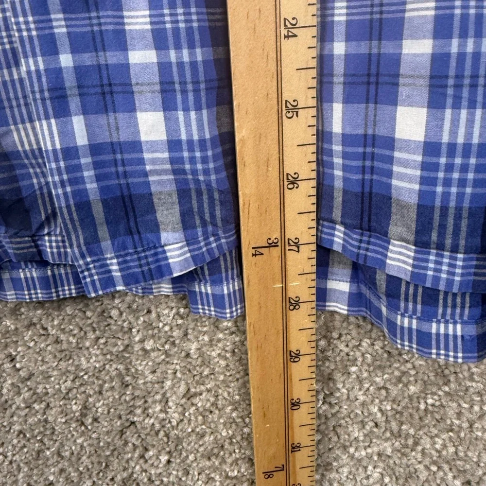Polo Ralph Lauren Andy Camp Mens Medium Blue Plaid Cotton Short Sleeve Shirt